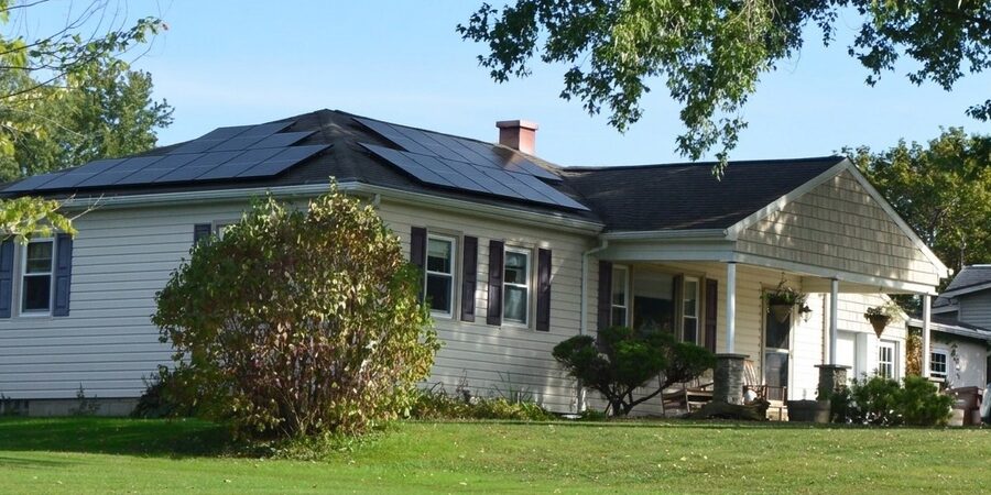 Same house with all-black solar panels (AI preview)